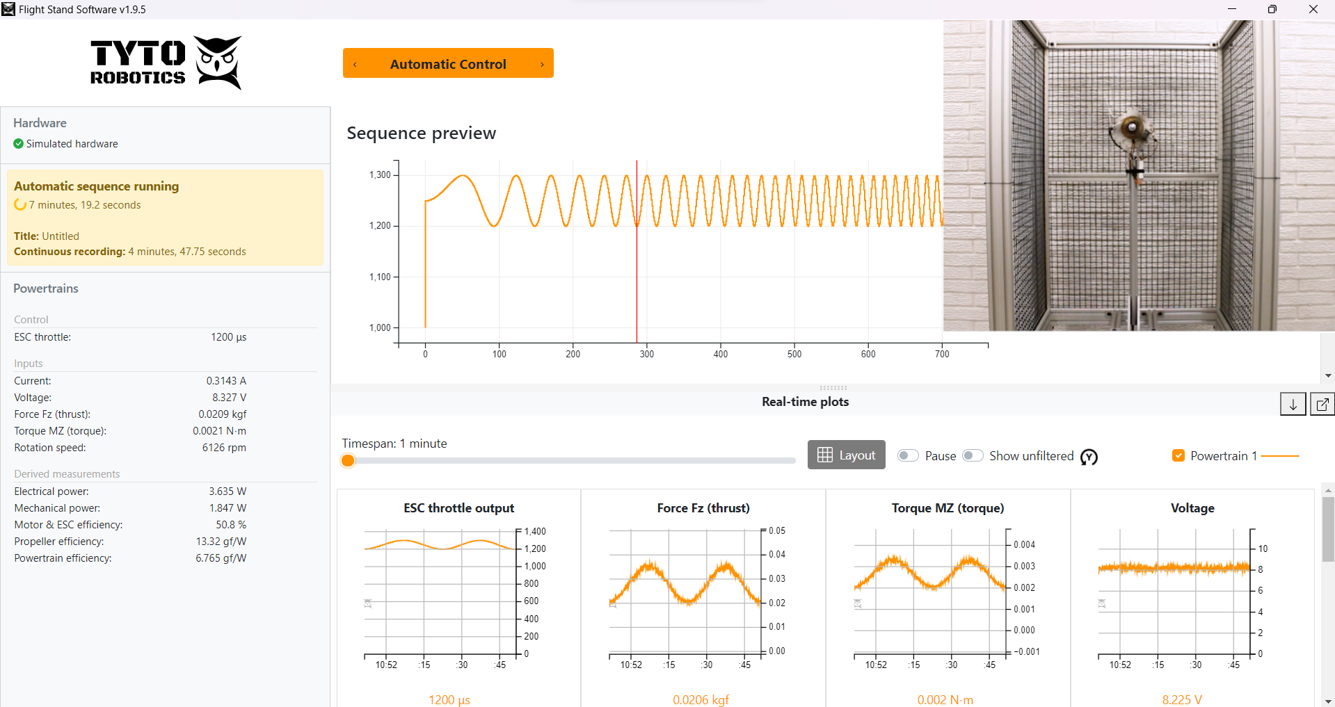 chirp signal test flight stand software