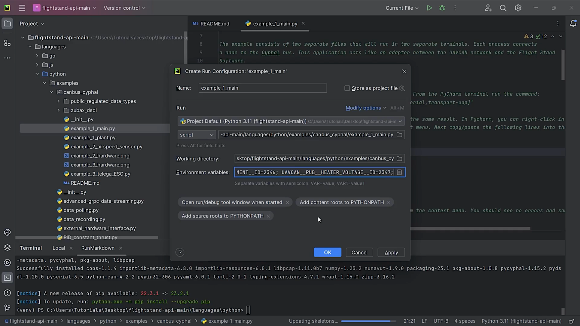 configure example main can esc setup