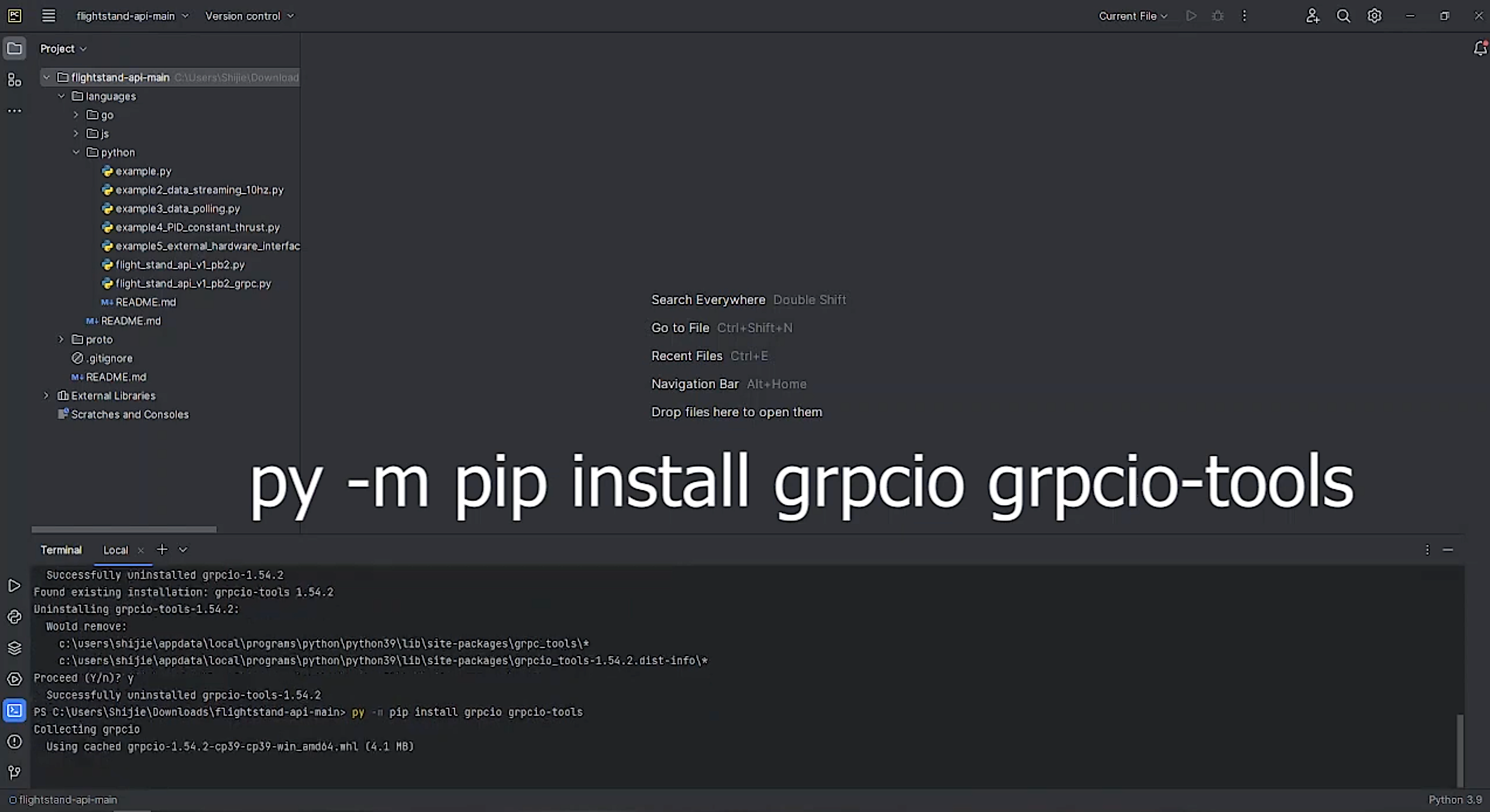 python command grpcio tools