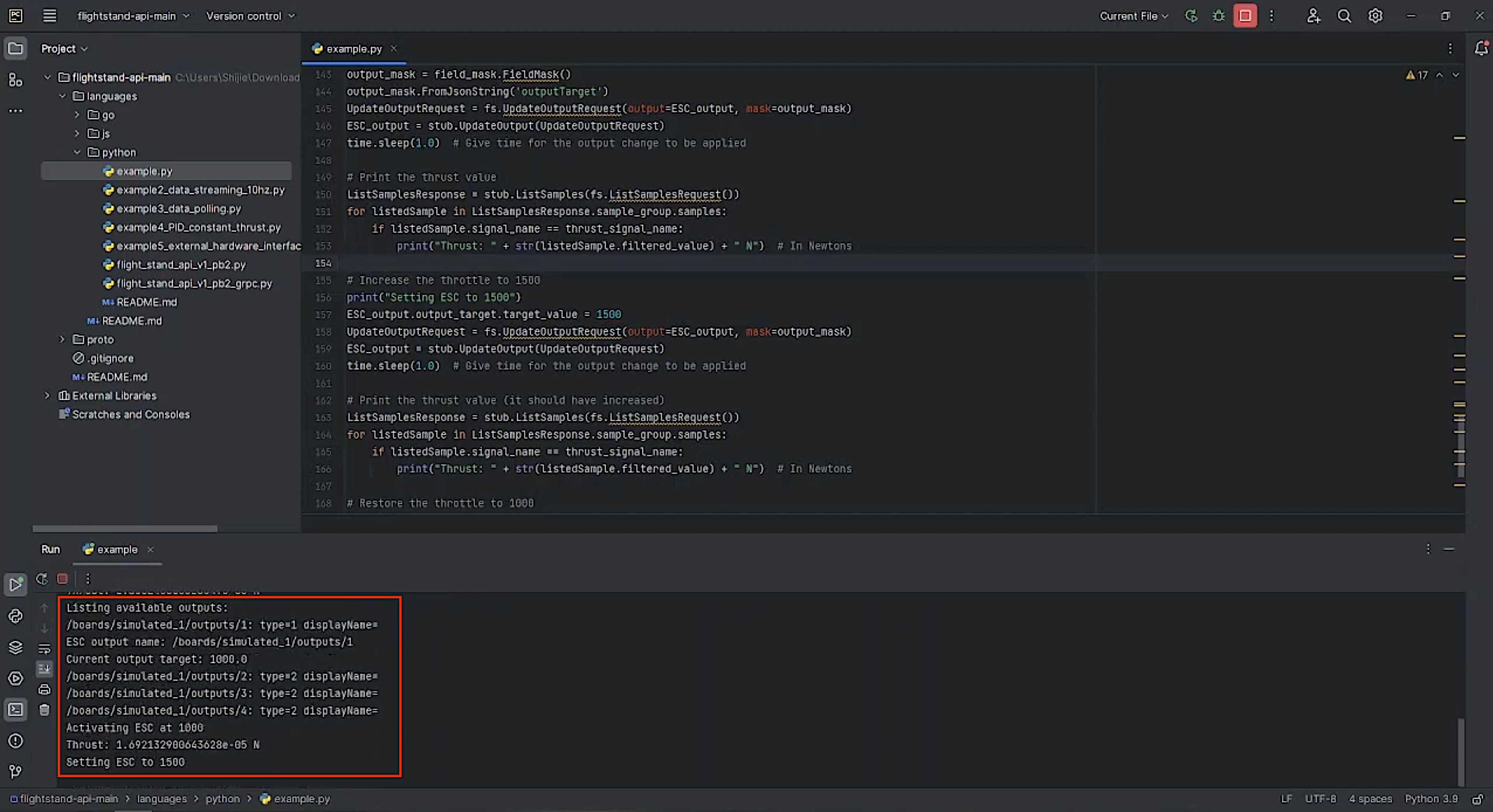 python api successful connection