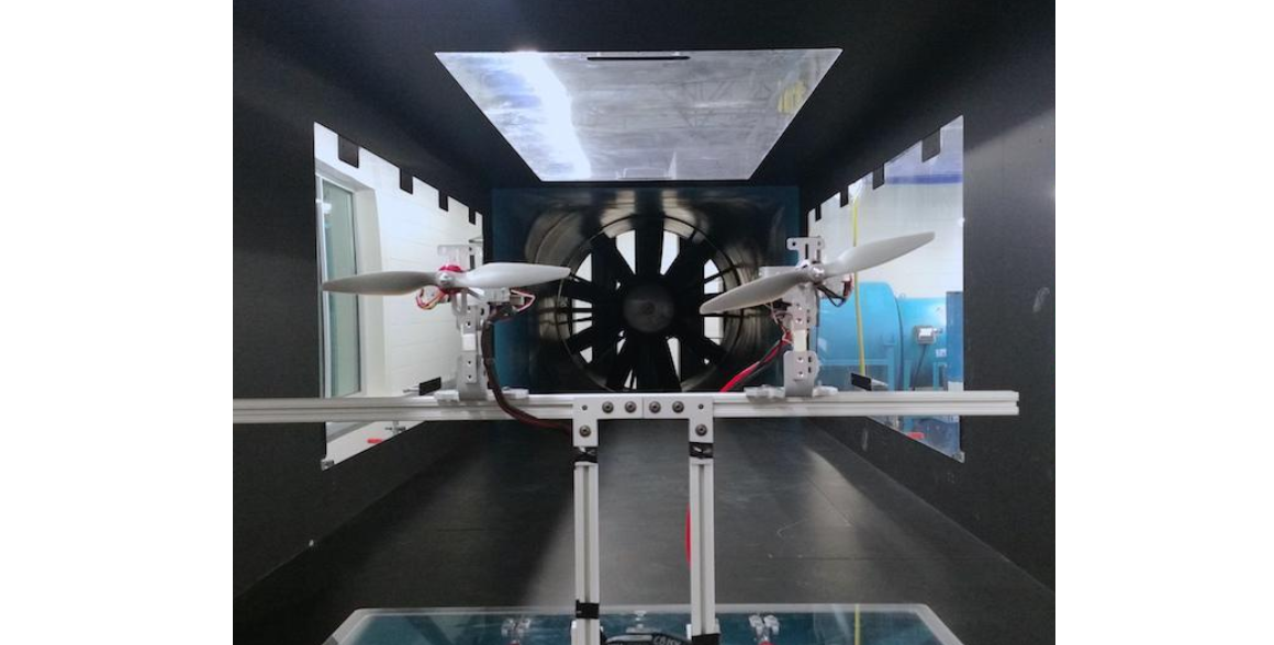 Drone motor test in wind tunnel