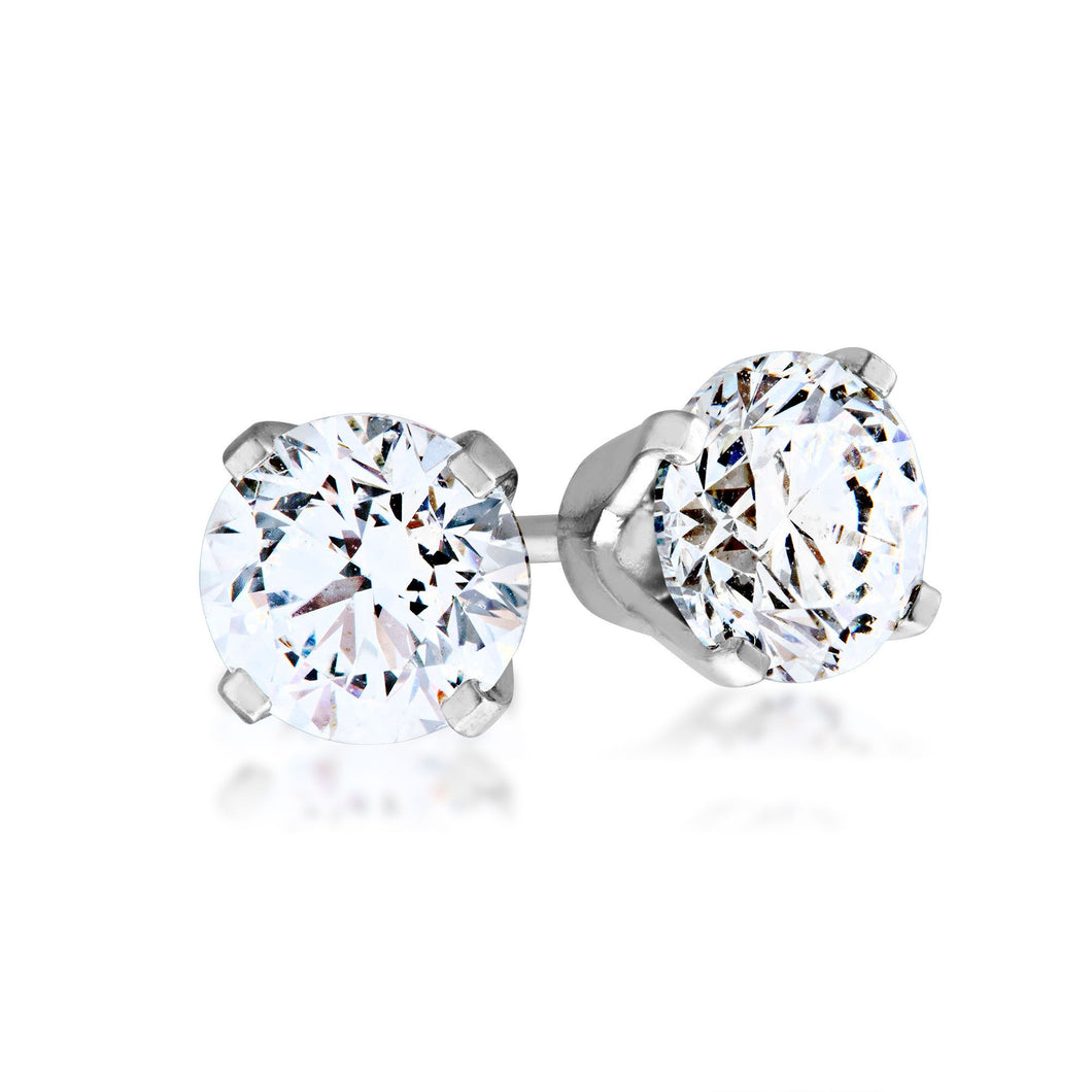 9ct White Gold 0 20ct Round Brilliant Diamond Solitaire Earrings