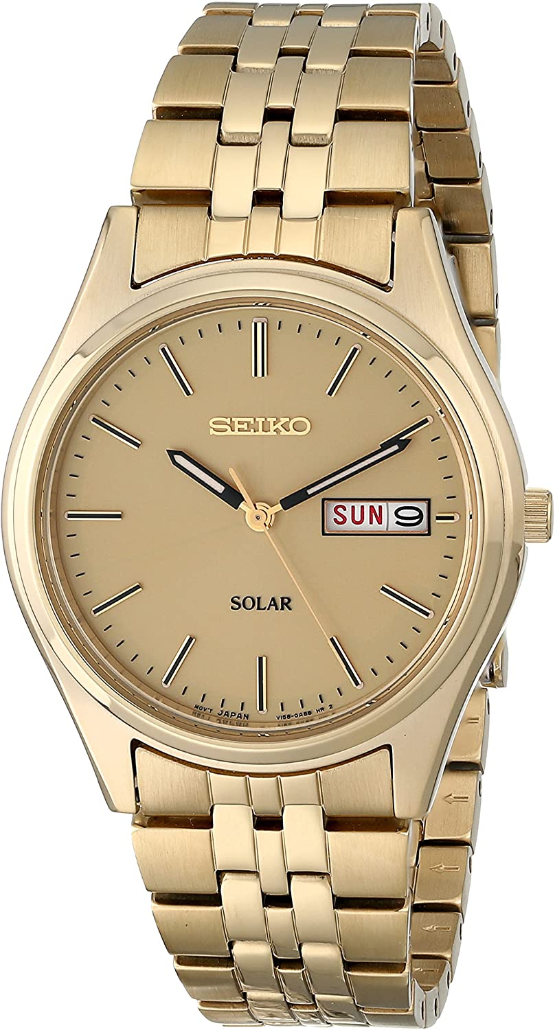 Seiko Men's Gold-Tone Stainless Steel Watch with Champagne Dial - SNE0 –  Security Jewelers Duluth, MN