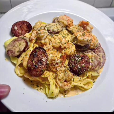 dinner recipe cajun shrimp alfredo smoked sausage