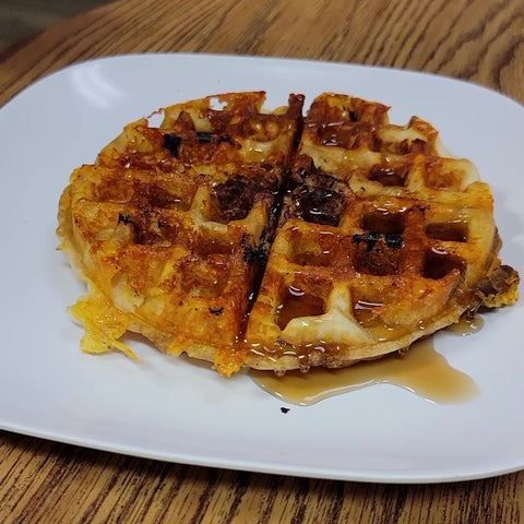 bright leaf fresh sausage cheddar waffle breakfast recipe north carolina