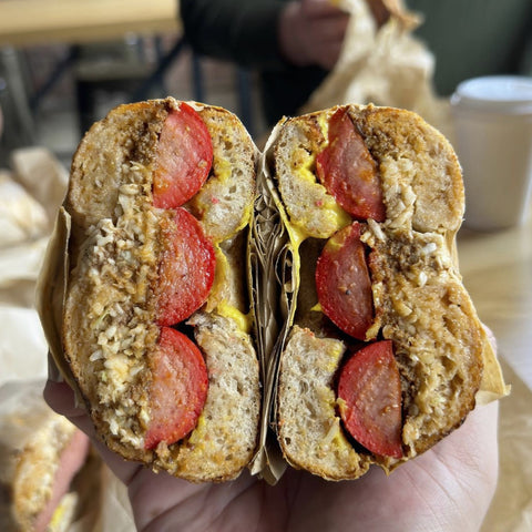 bright leaf red hot bagel sandwich nc breakfast recipe