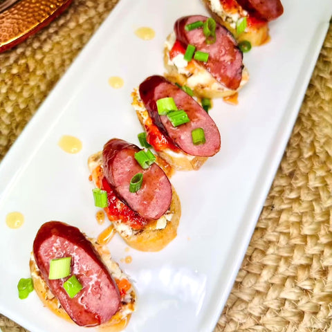 bright leaf smoked sausage cheese crostini recipe nc