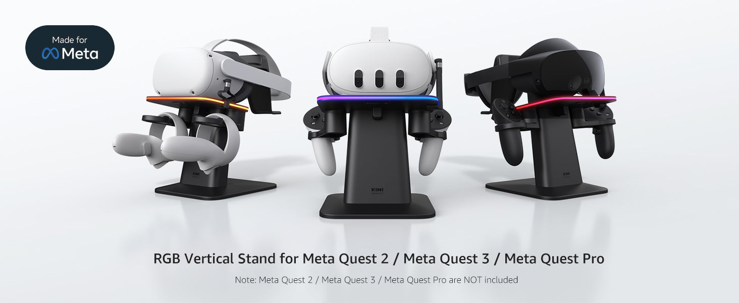 KIWI design Charging Dock for Meta Oculus Quest 3/Quest 2/Quest Pro  Accessories, Meta Officially Co-Branded, RGB Vertical Charging Stand and