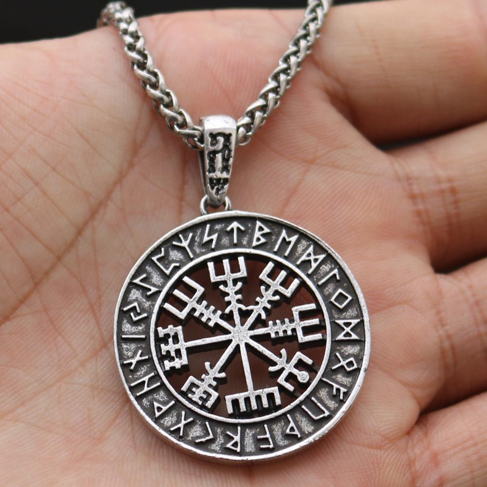 Nordic Vegvisir Compass Norse Runes Viking Jewelry Runic Amulet And Ta