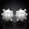2020 Korean Big Simulated Pearl stud earrings jewelry paved Aurstian CZ zircon rhinestones rose gold color women earrings