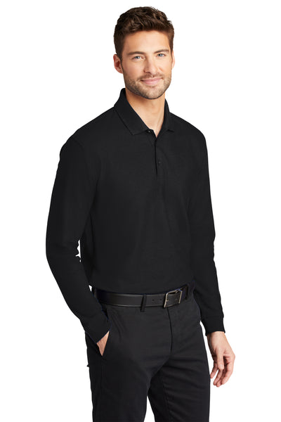 Custom Embroidery on Long Sleeve Classic Pique Polo Shirt - Personalize with your own Logo or Text