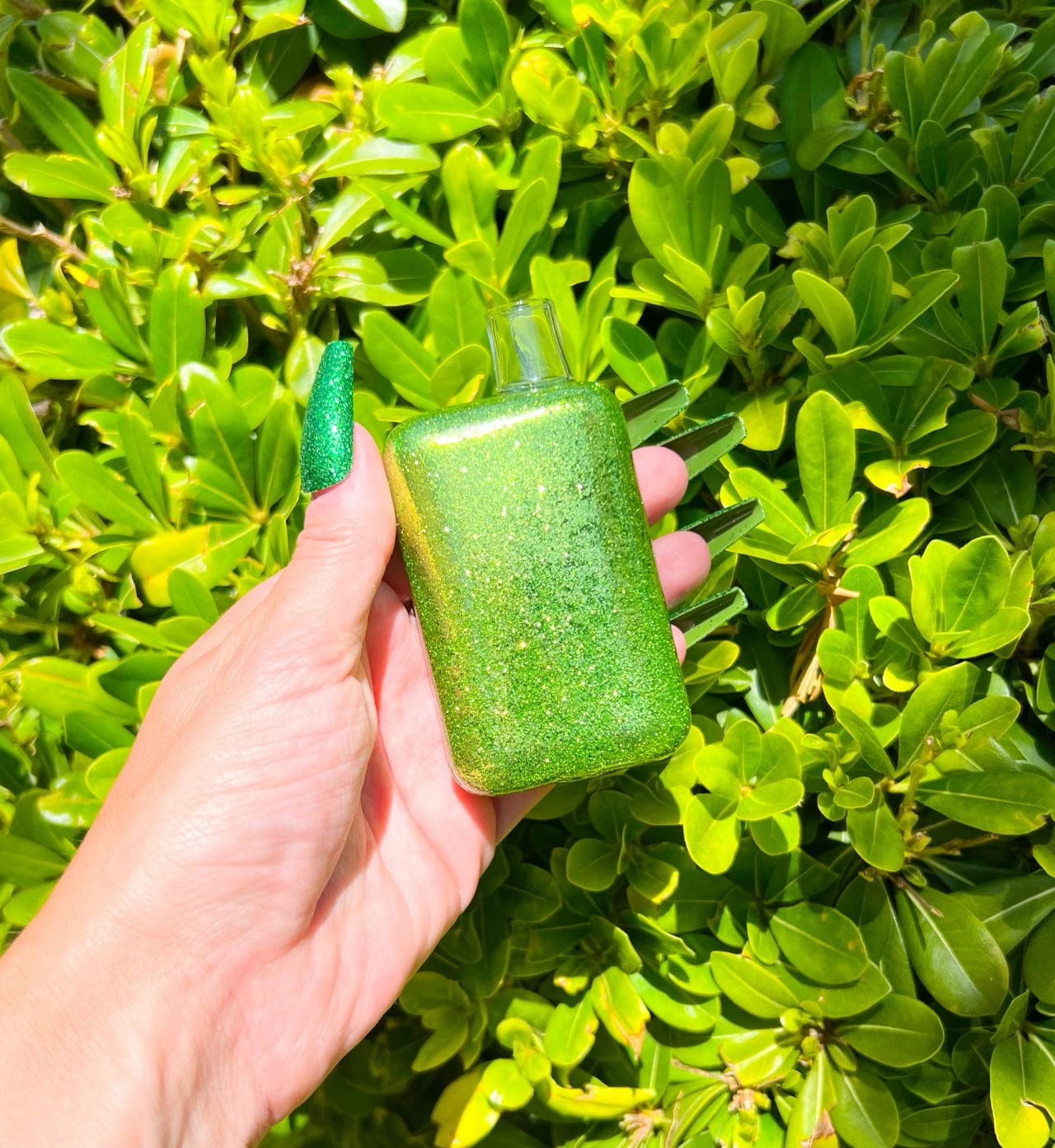 Lime Green Square Glycerin Glitter Glass Hand Pipe