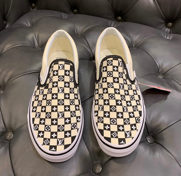 customized checkered vans cheap online