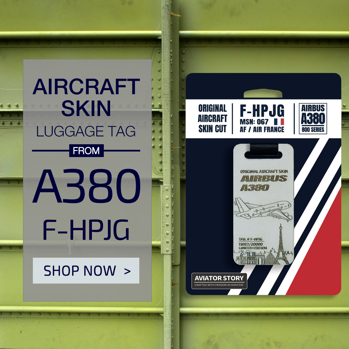 Air France Airbus A380 plane skin tag F-HPJG