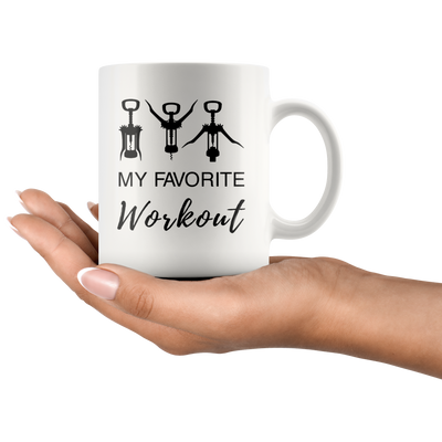 My Favorite Workout Wine Lover Funny Ceramic Coffee Mug 11 oz White