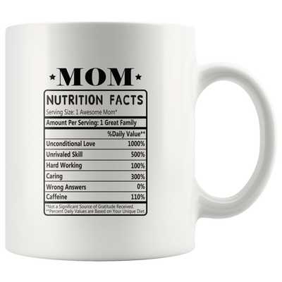 ThisWear Mom Nutritional Facts Label Funny Gifts for Mom Gag Gift 11oz  Ceramic Coffee Mug