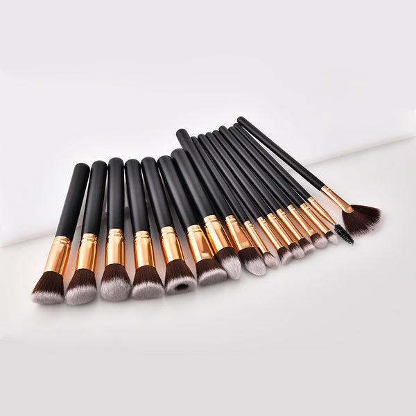 Glamza 16pc Kabuki Make Up Brush Set - Black and Gold 4