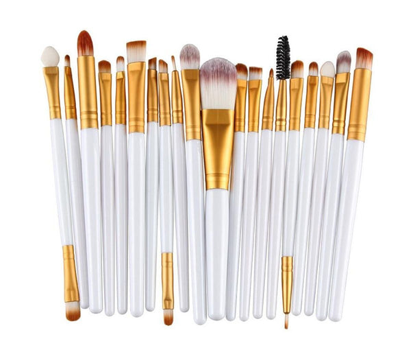 Glamza 20pc White Eye And 15pc Contour Palette Brush Set 3