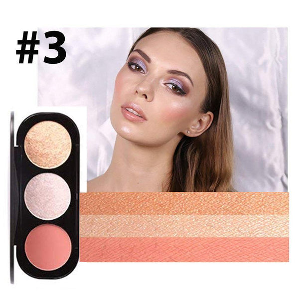 3 Colour Blusher Highlighter Palette 5