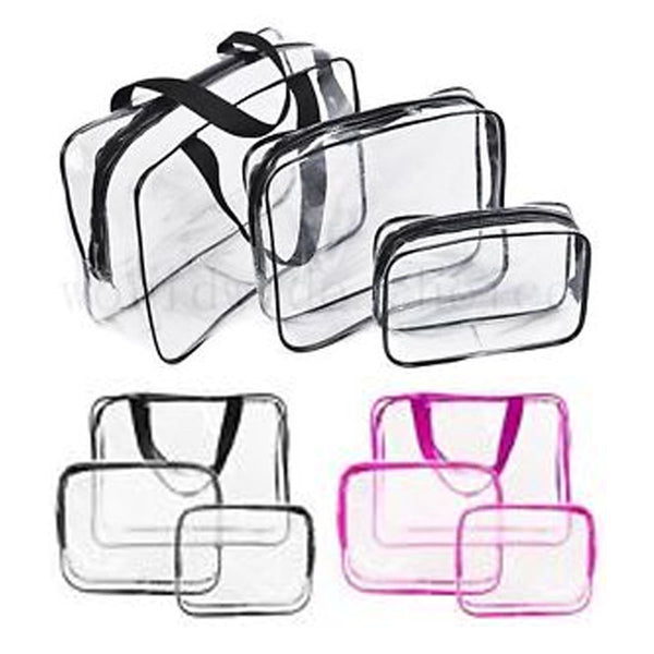 Glamza 3 Set PVC Clear Travel Bags Pink 0