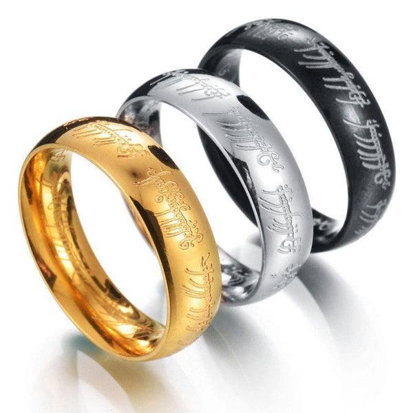 Mens Lord Vintage Stainless Steel Rings Bilbos Hobbit Ring Gold 0