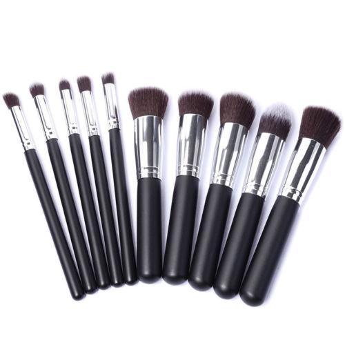 Glamza 10PC Black Silver Makeup Brushes Set 2