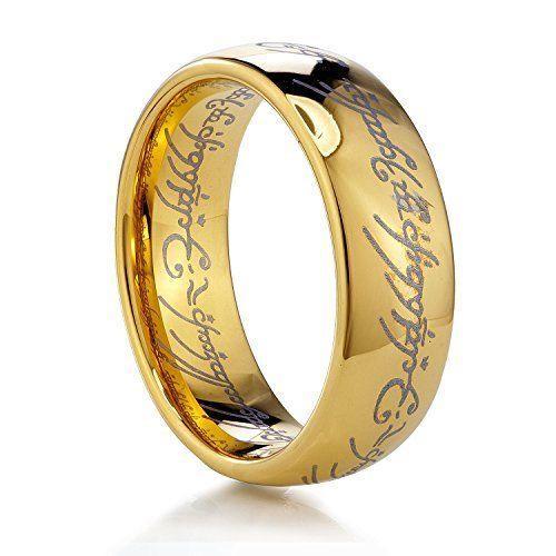 Mens Lord Vintage Stainless Steel Rings Bilbos Hobbit Ring Gold 3