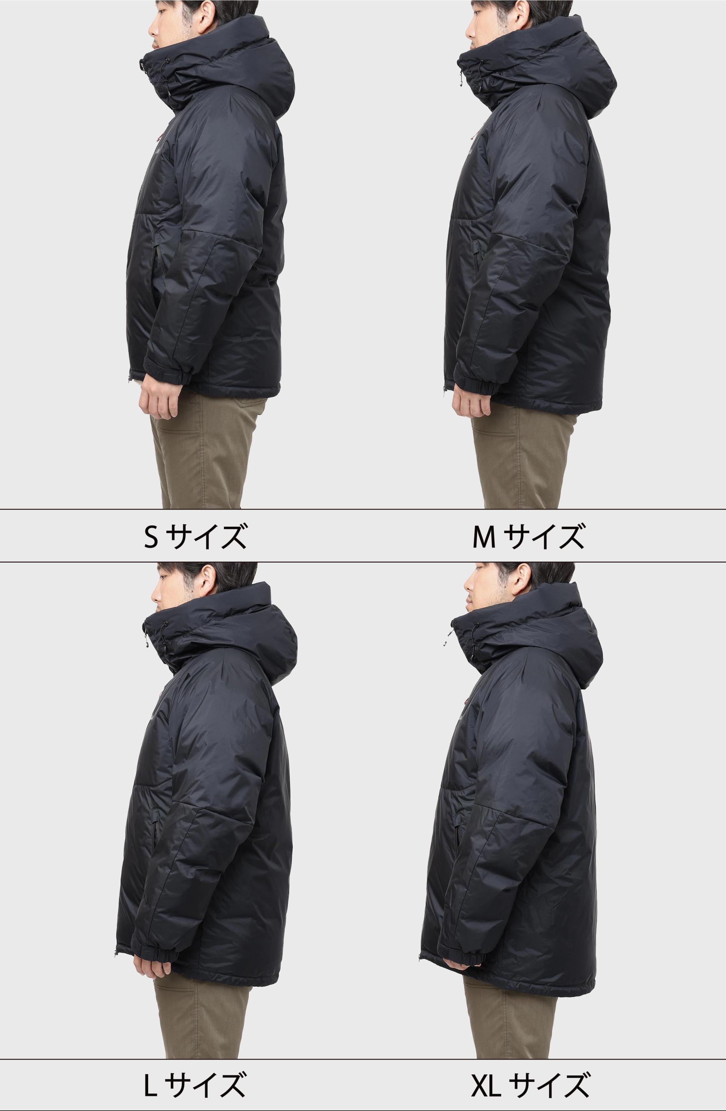 AURORA DOWN JACKET/オーロラダウンジャケット(メンズ) サイズガイド