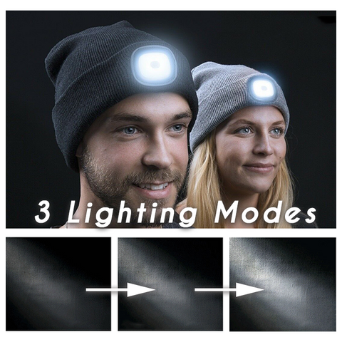 HEADLIGHT RECHARGEABLE LED KNIT BEANIE WITH LIGHT superproductonline