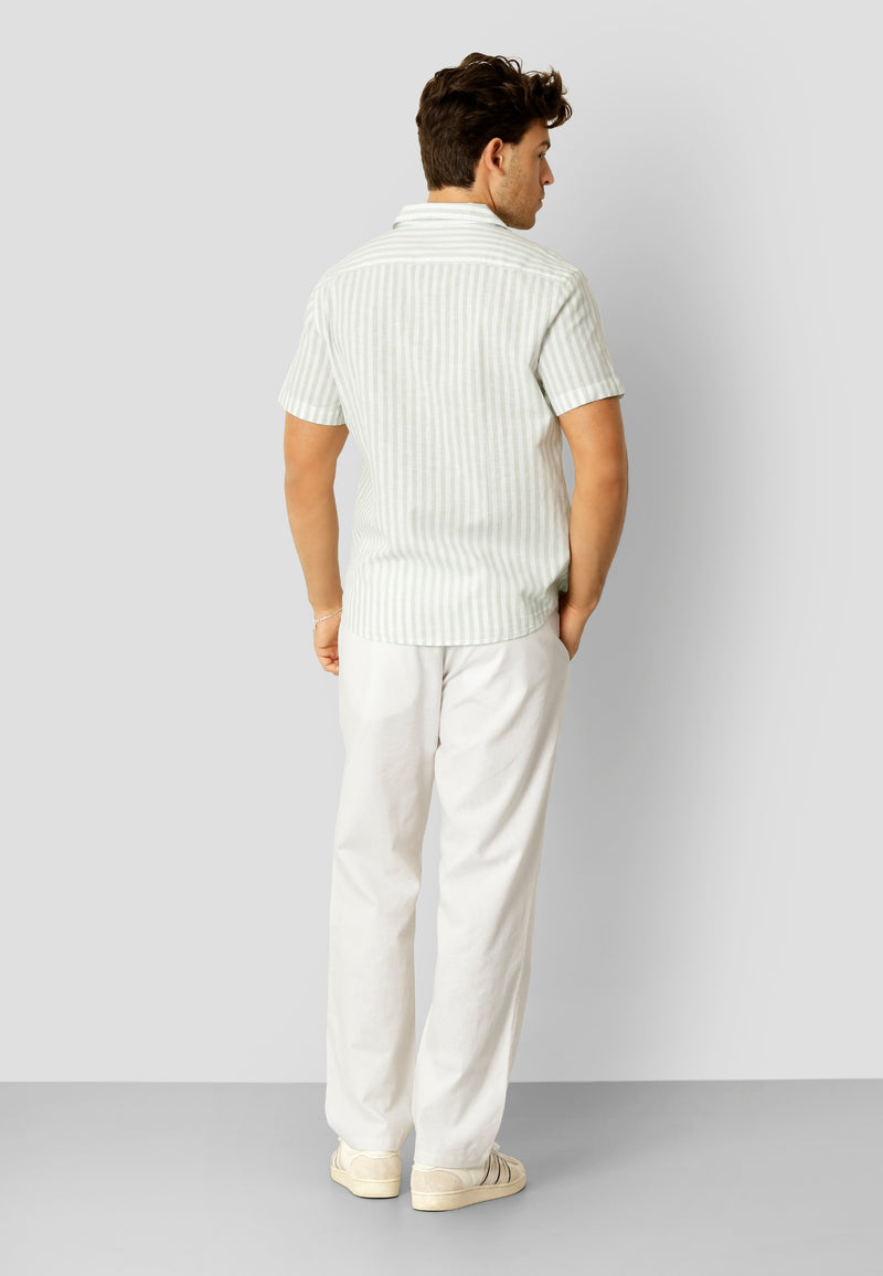Clean Cut Copenhagen Giles striped bowling S/S shirt Shirts S/S Minty/Ecru
