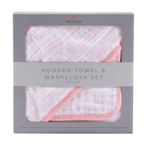 Newcastle Classics - Matchstick Hearts Hooded Towel and Washcloth Set