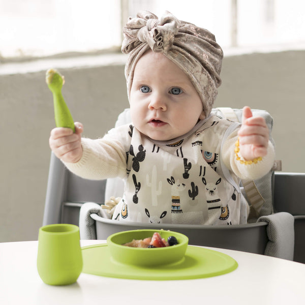 ezpz Happy Feeding Set  Silicone Plate, Cup, Straw & Utensils