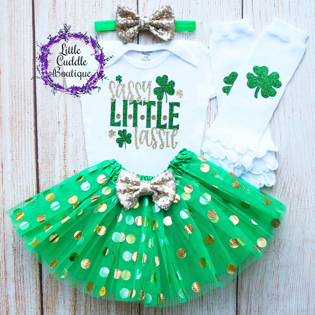Sassy Little Lassie St. Patrick's Day Outfit-Little Cuddle Boutique