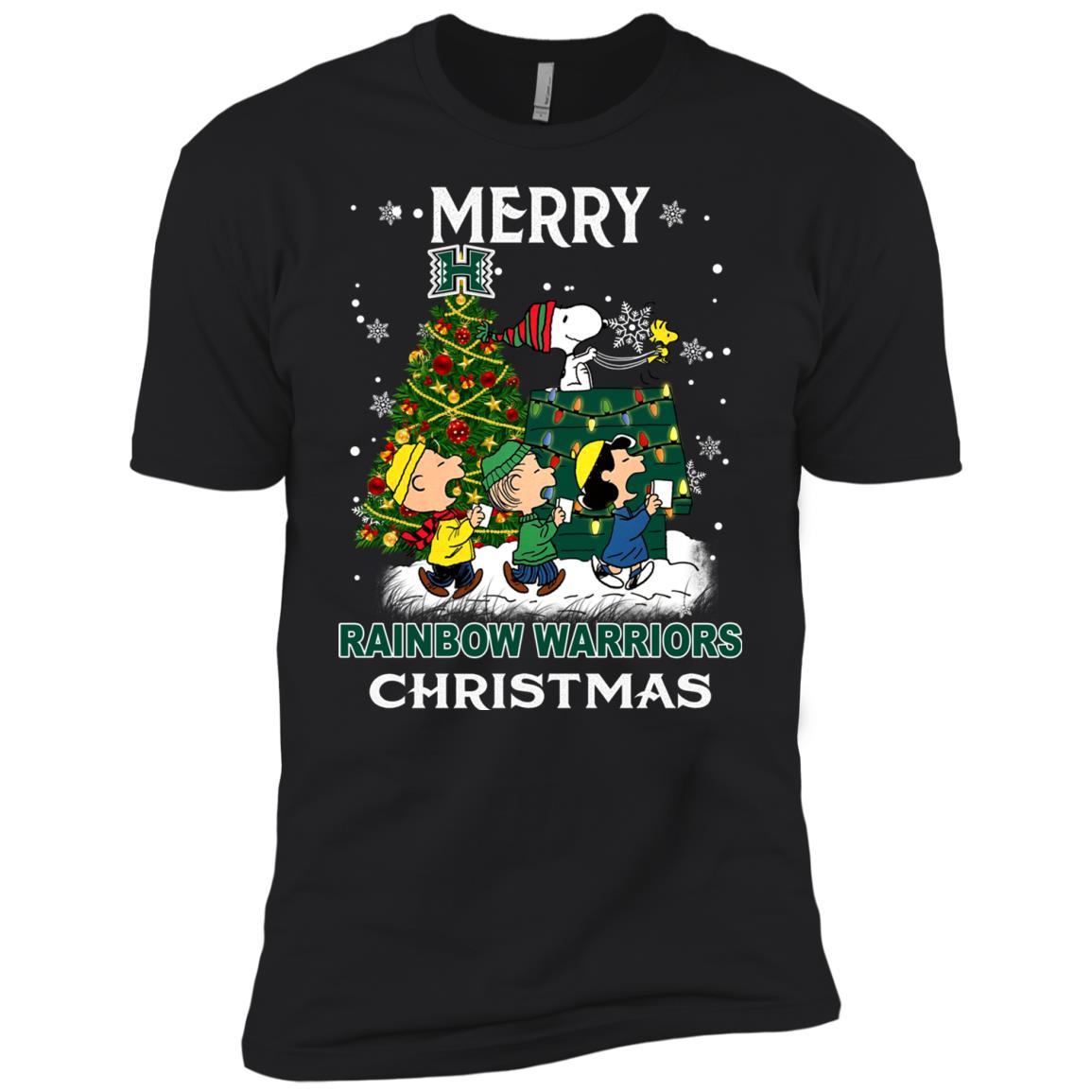 Shirt Hawaii Rainbow Warriors Snoopy And Friends Merry Christmas Premium T-shirt