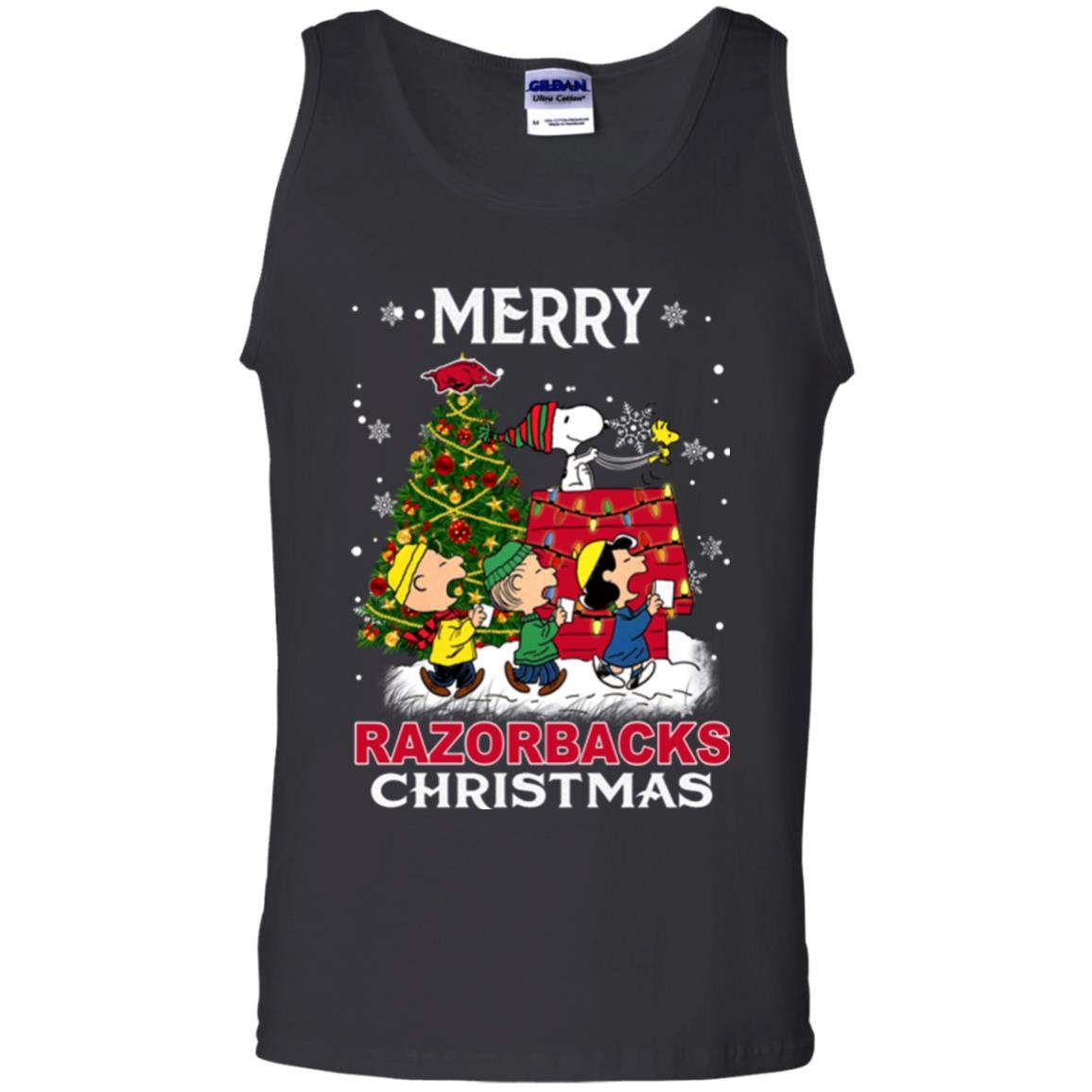 Shirt Arkansas Razorback Snoopy And Friends Merry Christmas Tank Top Shirts