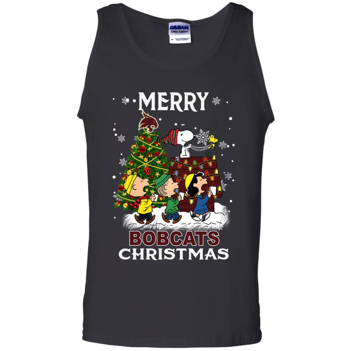 Shirt Texas State Bobca Snoopy And Friends Merry Christmas Tank Top Shirts