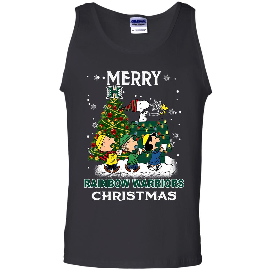 Hawaii Rainbow Warriors Snoopy And Friends Merry Christmas T Shirt