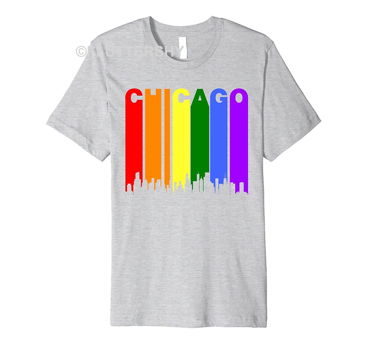 Fabulous Cover Your Body With Amazing Chicago Illinois Rainbow Skyline Lgbt Gay Pride T Shirt