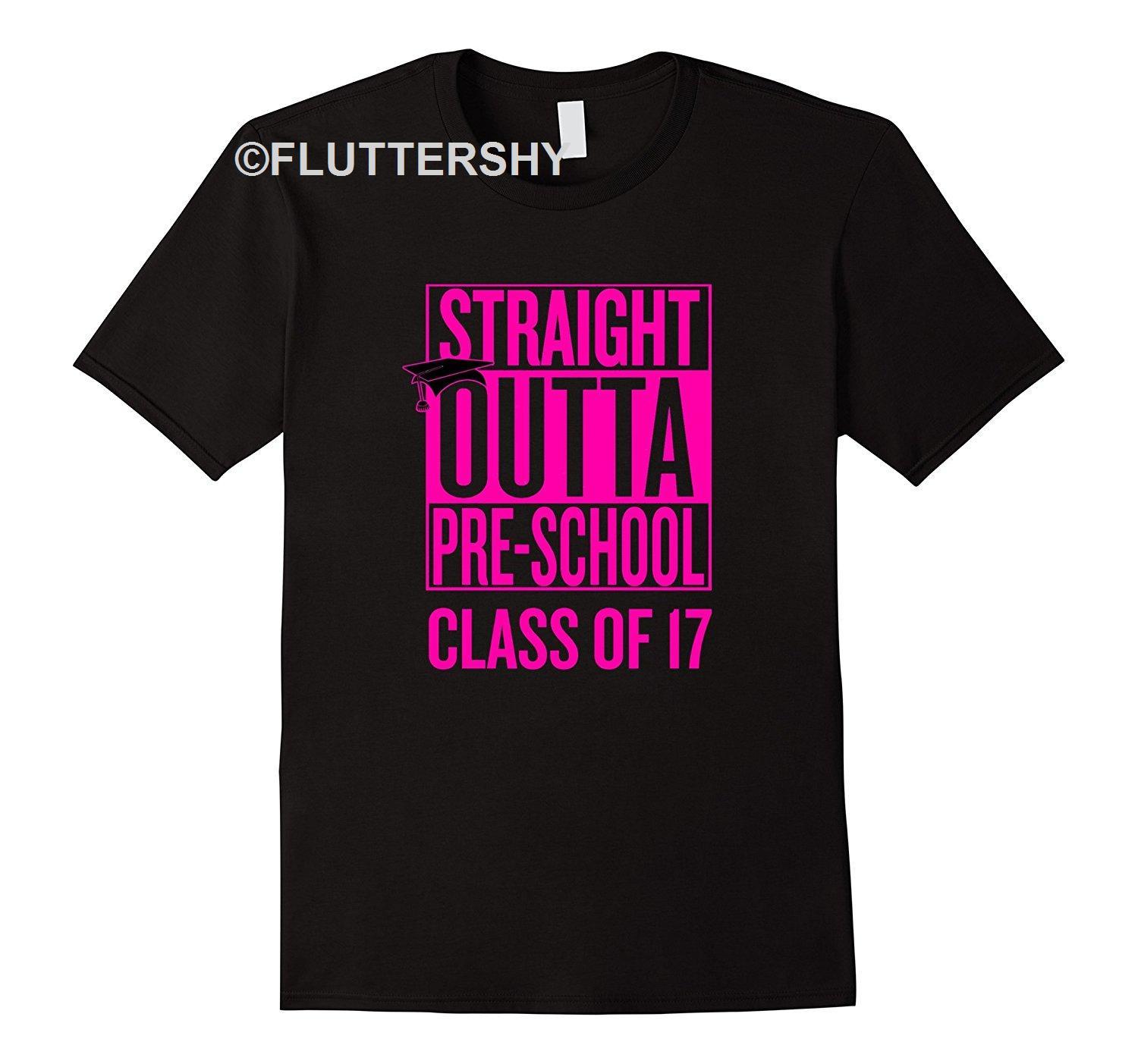 For Fun Get Here Straight Outta Pre-school Graduation Shirt, Pink