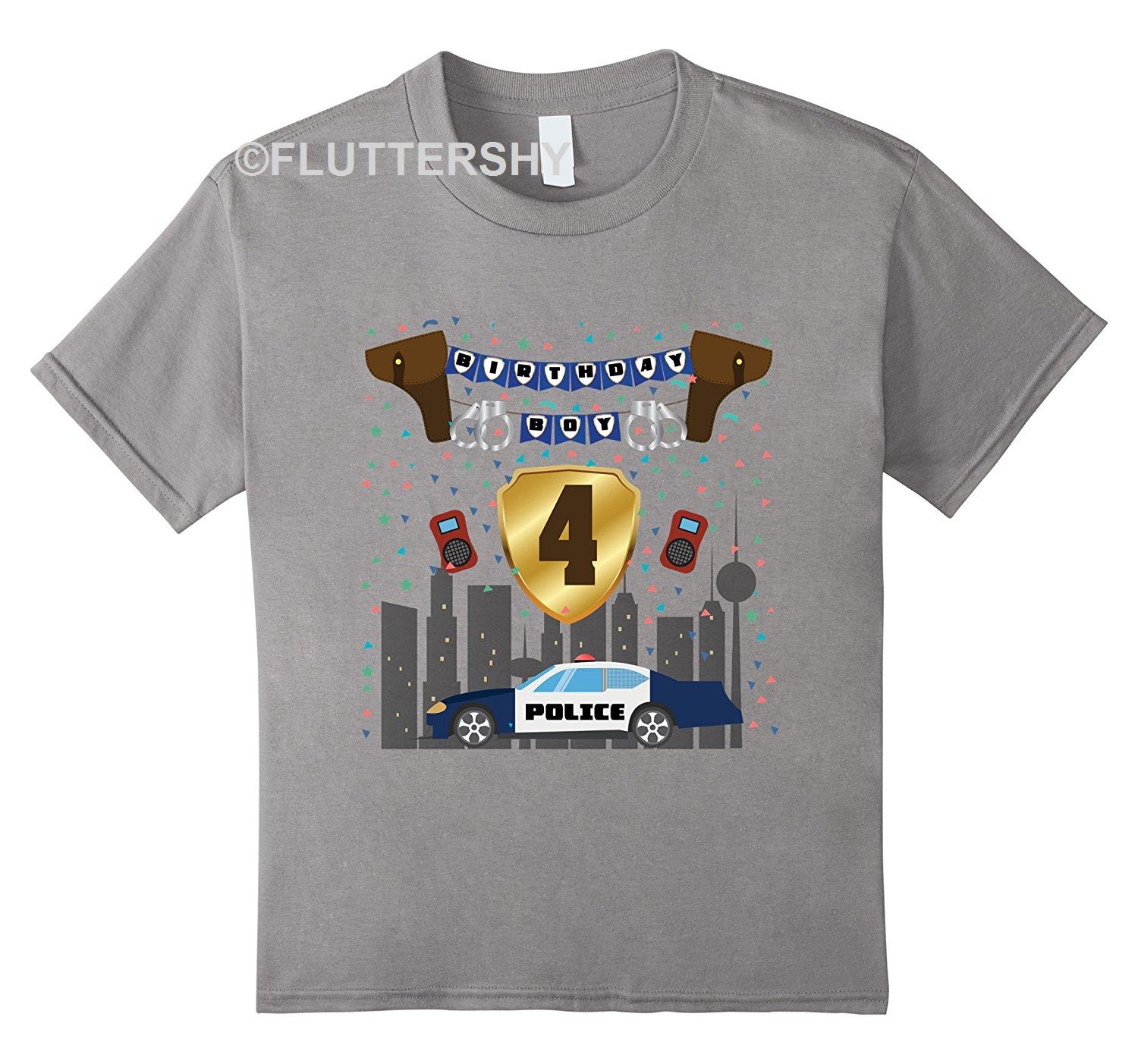 Remarkable High Quality 4th Fourth Four 4 Year Old Happy Birthday Boy Police T Shirt