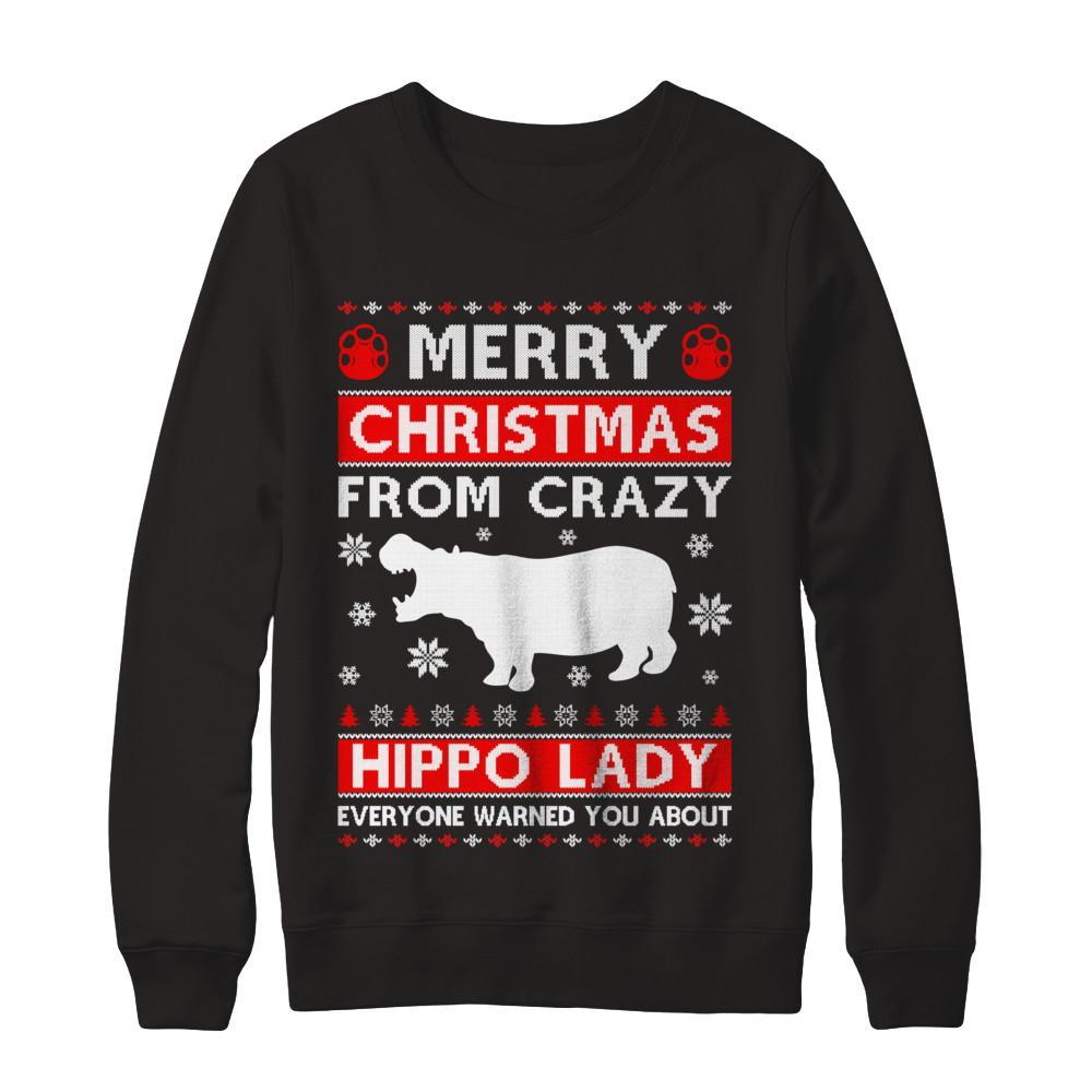 Nice Merry Christmas From Crazy Hippo Lady Sweater T Shirt