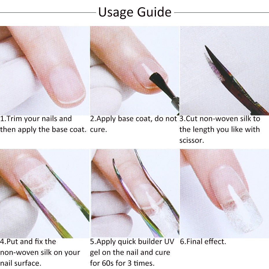 Nail Art Non Woven Silk Fiberglass Gel Tips Extension Fiber Glass Form