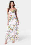 Sophisticated Cowl Neck Polyester Floral Print Party Dress/Maxi Dress