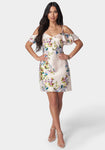 Sexy Sophisticated General Print Cold Shoulder Sleeves Cutout Dress