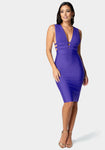 Sexy V-neck Stretchy Plunging Neck Bandage Dress/Midi Dress