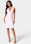 Sexy V-neck Plunging Neck Stretchy Bandage Dress/Midi Dress