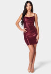 Cowl Neck Polyester Sequined Short Dress