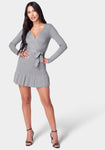 V-neck Fitted Fit-and-Flare Sweater Evening Dress