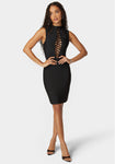 Hidden Back Zipper Lace-Up Bandage Dress