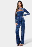 Cutout Self Tie Hidden Back Zipper Tie Waist Waistline Long Sleeves Evening Dress/Jumpsuit